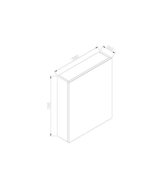 Spiegelkast Wood Eiken 60x70x16cm Massief eiken Softclose Links of rechts Scharnier