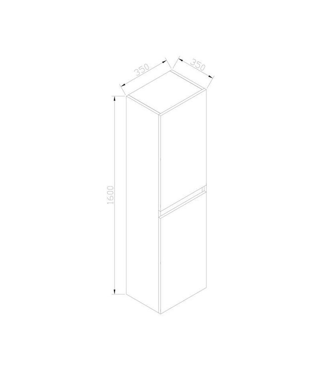 Trendline Kolomkast Hoogglans Wit 160x35x35cm Greeplijst Aluminium