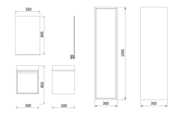 Kolomkast Mass 120x30x35cm Zwart Bruin