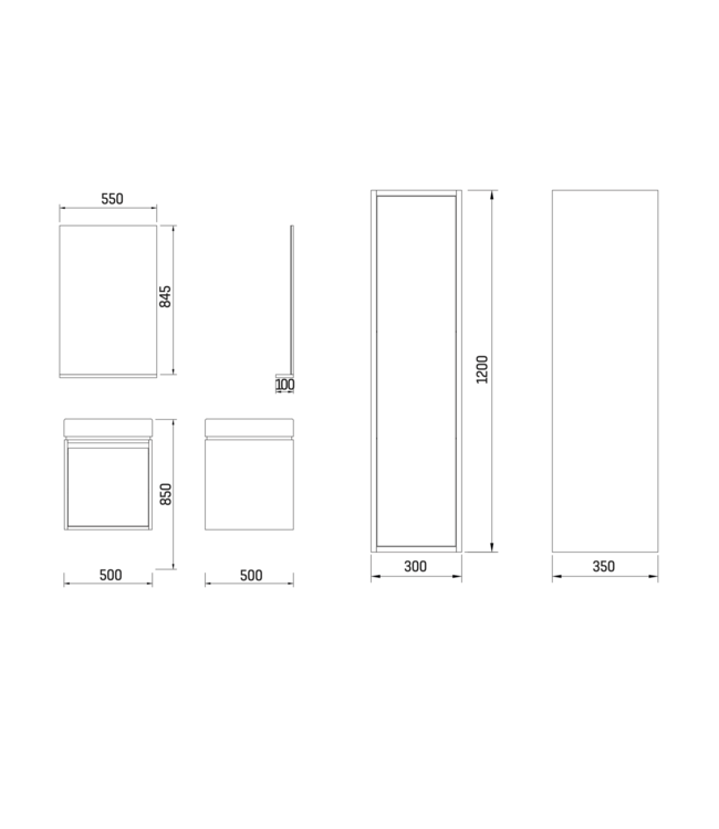Kolomkast Mass 120x30x35cm Zwart Bruin