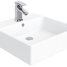 Opbouw Wastafel Mass 50x50x14cm met kraangat en overloop Creavit Keramisch Waskom vierkant