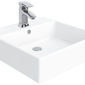 Opbouw Wastafel Mass 50x50x14cm met kraangat en overloop Creavit Keramisch Waskom vierkant