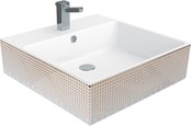 Opbouw Wastafel Mass Gold 50x50x14cm met kraangat en overloop Creavit Keramisch Waskom vierkant