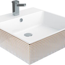 Opbouw Wastafel Mass Gold 50x50x14cm met kraangat en overloop Creavit Keramisch Waskom vierkant