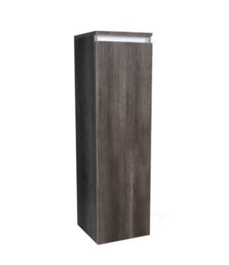 SANI-SUPPLY SaniPro Trendline Greeploos Kolomkast Halfhoog Century Oak 120x35x35cm Bruin met greeplijst aluminium