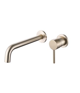 SANETTI Wastafelkraan Inbouw Mengkraan Evana Geborsteld Goud 1 Greeps 21cm Uitloop