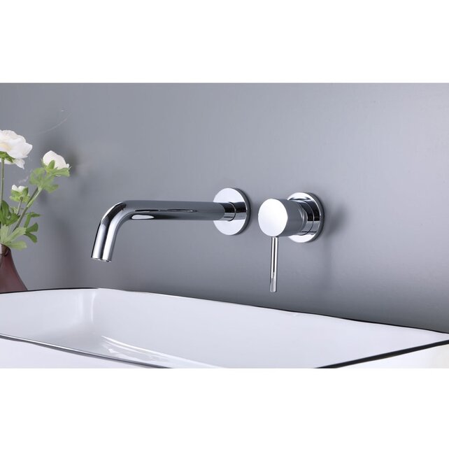 Wastafelkraan Inbouw Mengkraan Evana Chroom 1 Greeps 21cm Uitloop Wastafelkraan Inbouw Mengkraan Evana Chroom 1 Greeps 21cm Uitloop