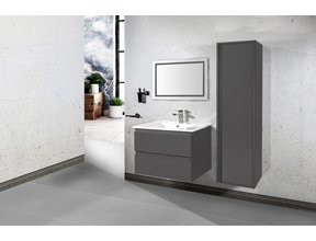 Creavit Sally Badkamermeubel Hoogglans Grijs 80cm met keramische wastafel 2 lades Softclose
