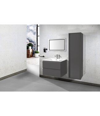 CREAVIT Creavit Sally Badkamermeubel Hoogglans Grijs 80cm met keramische wastafel 2 lades Softclose
