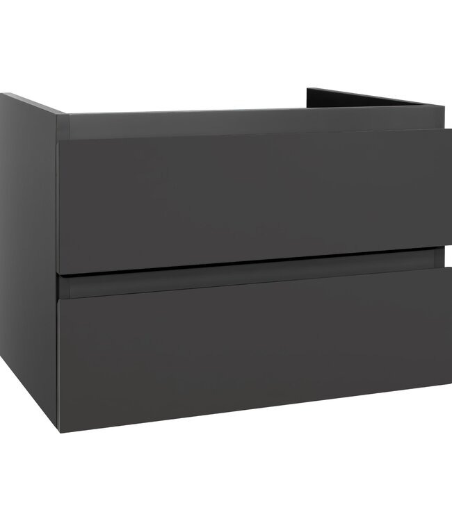 Creavit Sally Badkamermeubel Hoogglans Grijs 80cm met keramische wastafel 2 lades Softclose