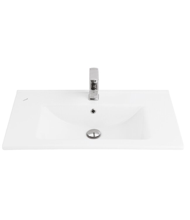 Creavit Sally Badkamermeubel Hoogglans Grijs 80cm met keramische wastafel 2 lades Softclose
