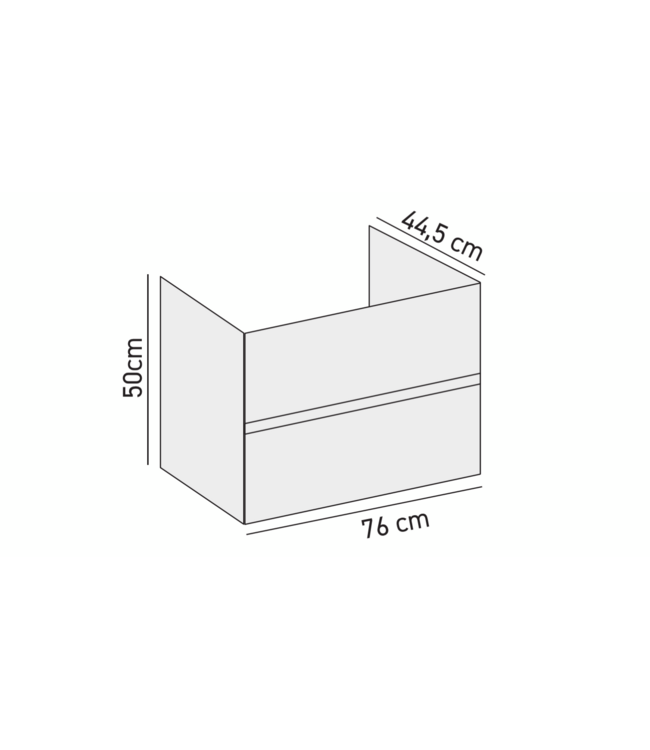 Creavit Sally Badkamermeubel Hoogglans Grijs 80cm met keramische wastafel 2 lades Softclose