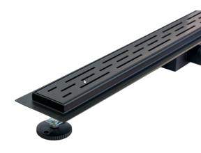 Douchedrain Zwart Mat RVS Douchegoot Noir 60cm met uitneembaar sifon verstelbare draaipoten