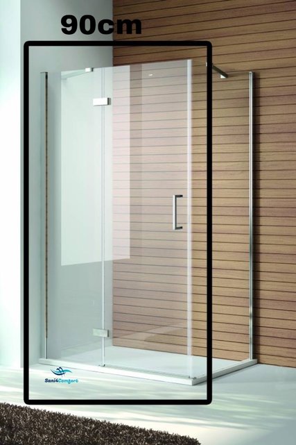 SaniPro Douchecabine Quadra Draaideur 90x90x200cm Rechthoek Helder Glas Chroom Profiel 8mm Veiligheidsglas Easy Clean