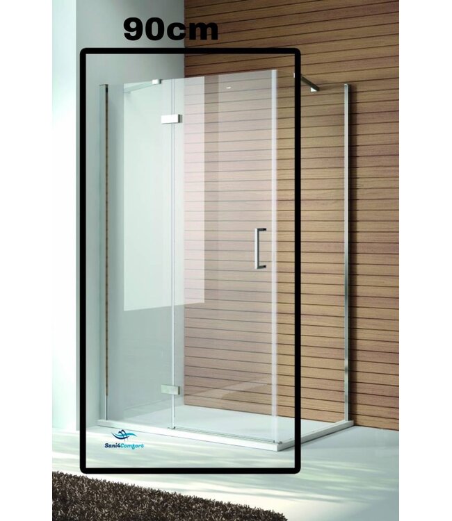 SaniPro Douchecabine Quadra Draaideur 90x90x200cm Rechthoek Helder Glas Chroom Profiel 8mm Veiligheidsglas Easy Clean