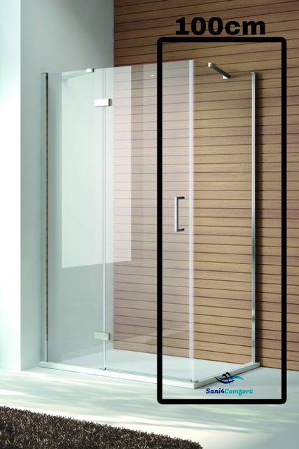 SaniPro Douchecabine Quadra Draaideur 90x100x200cm RechthoekHelder Glas Chroom Profiel 8mm Veiligheidsglas Easy Clean
