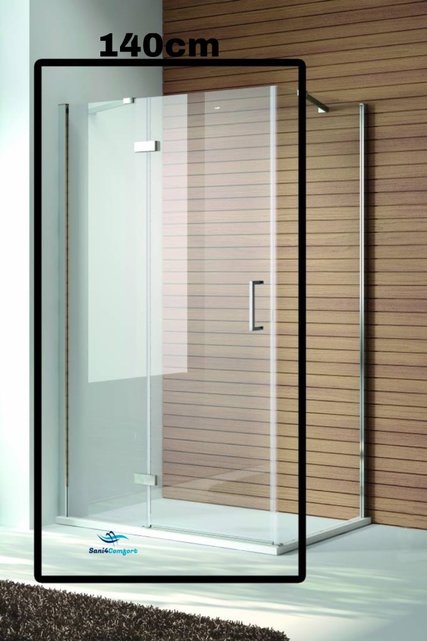 Douchecabine Quadra Draaideur 140x80x200cm Rechthoek Helder Glas Chroom Profiel 8mm Veiligheidsglas Easy Clean