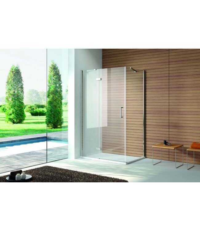 SANI-SUPPLY Douchecabine Quadra Draaideur 140x100x200cm Rechthoek Antikalk Helder Glas Chroom Profiel 8mm Veiligheidsglas Easy Clean