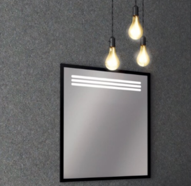 Badkamerspiegel Arya Zwart 65x75x50cm Led-verlichting Aluminium Lijst Zwart