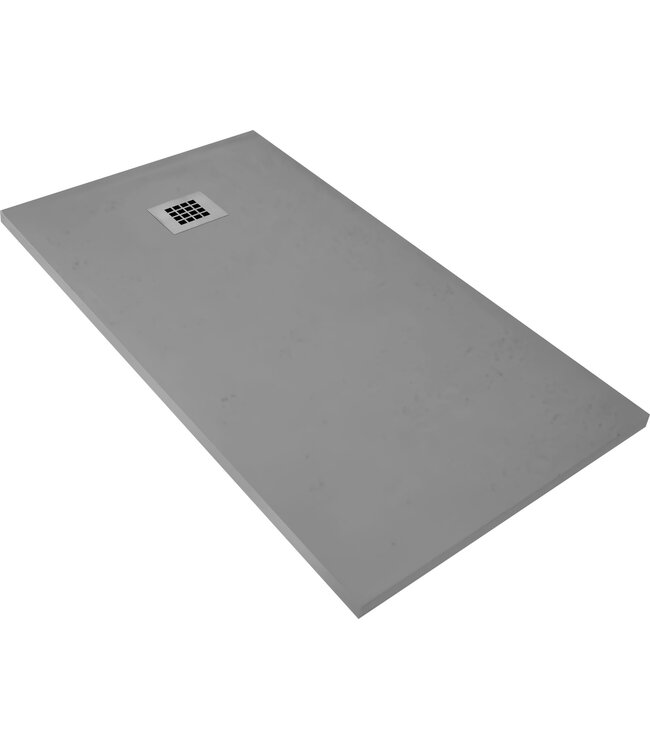 Douchevloer Medison Grijs 160x90cm Composietsteen Douchebak Veroni SLATE 3cm (RAL7037) Antislip op maat Zaagbaar.