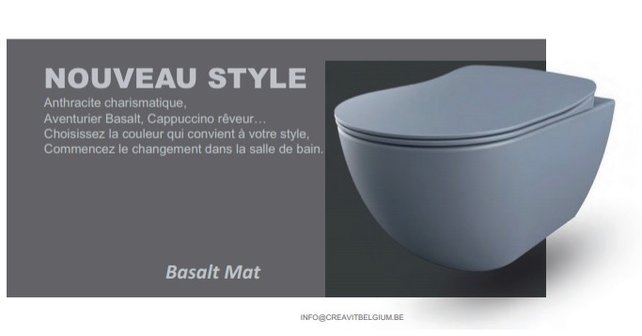 Creavit FE322 Randloos Hangtoilet Mat Basalt incl. softclose toiletbril 51x35,5x29cm