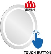 Badkamermeubel Set Sally Hoogglans Wit 60x45x50cm Hangend 2 Lades Softclose Greeploos Solid Surface Waskom en Topblad incl. Kolomkast en badkamerspiegel rond