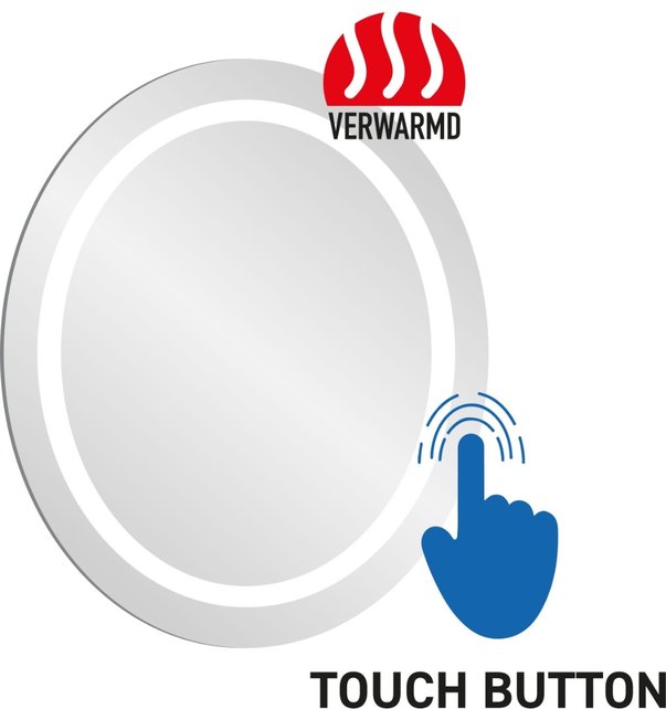 Badkamermeubel Set Sally Hoogglans Wit 60x45x50cm Hangend 2 Lades Softclose Greeploos Solid Surface Waskom en Topblad incl. Kolomkast en badkamerspiegel rond