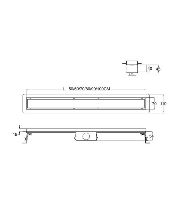 CREAVIT Aloni Douchegoot Tegelrooster 50x7 RVS