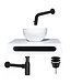 SaniPro Parro Mini toilet fonteinset Inbouw Kraan Zwart Mat solid surface Planchet Handoekhouder Waskom kraan inbouw sifon en waste
