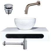 SaniPro Parro Mini toilet fonteinset Inbouw Kraan Zwart Mat solid surface Planchet Handoekhouder Waskom kraan inbouw sifon en waste