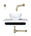 SaniPro Parro Mini toilet fonteinset Inbouw Geborsteld Goud solid surface Planchet Handoekhouder Waskom kraan inbouw sifon en waste