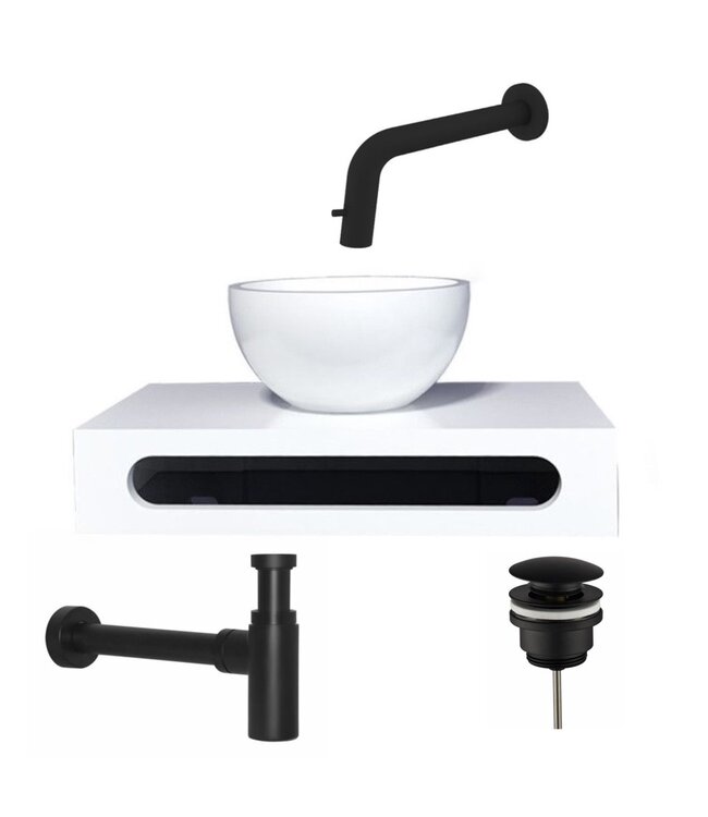 SaniPro Parro Mini toilet fonteinset Inbouw Geborsteld Goud solid surface Planchet Handoekhouder Waskom kraan inbouw sifon en waste