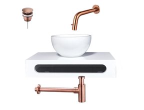 Parro Mini toilet fonteinset Inbouwkraan Geborsteld koper solid surface Planchet Handoekhouder Waskom kraan inbouw sifon en waste