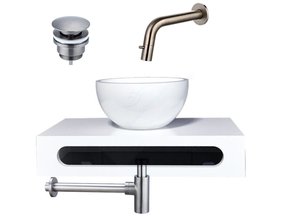 SaniPro Parro Mini toilet fonteinset Inbouw Kraan Gunmetal solid surface Planchet Handoekhouder Waskom kraan inbouw sifon en waste