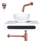 SaniPro Parro Mini toilet fonteinset Inbouw Kraan Gunmetal solid surface Planchet Handoekhouder Waskom kraan inbouw sifon en waste