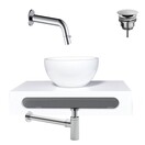 SaniPro Parro Mini toilet fonteinset Inbouw Kraan Chroom solid surface Planchet Handoekhouder Waskom kraan inbouw sifon en waste