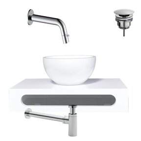 SaniPro Parro Mini toilet fonteinset Inbouw Kraan Chroom solid surface Planchet Handoekhouder Waskom kraan inbouw sifon en waste
