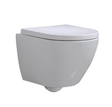 Wandcloset - Randloos Hangtoilet Shorty incl. toiletbril - Inbouwtoilet Rimfree WC Pot 48x35x36cm