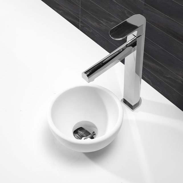 Waskom Mini Rond Mat Wit Opbouw 20x20x11cm Solid Surface Waskom Mini Rond Mat Wit Opbouw 20x20x11cm Solid Surface