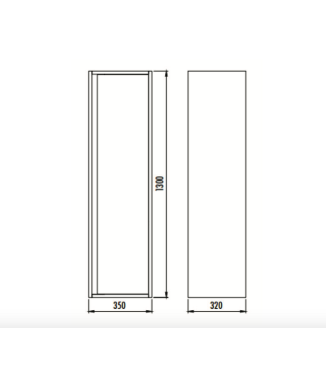 Badkamerkast Verti Hangend 130x32x35cm 1 Deur Walnoot Softclose Greeploos