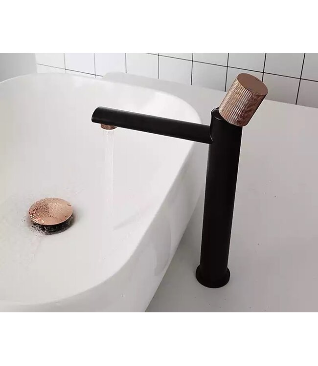 Wastafelkraan Hoog Quo Lux Mengkraan Zwart-Rose 31cm