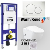 Geberit UP320 Compleet Hangtoilet Set met bidet geïntegreerd bidetkraan Warm en Koud Creavit Geberit UP320 Compleet Hangtoilet Set met bidet geïntegreerd bidetkraan Warm en Koud Creavit