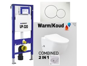 Geberit UP320 Compleet Hangtoilet Set met bidet geïntegreerd bidetkraan Warm en Koud Creavit