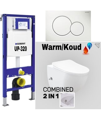 CREAVIT Geberit UP320 Compleet Hangtoilet Set met bidet geïntegreerd bidetkraan Warm en Koud Creavit