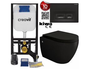 Hangtoilet Set Compleet Wandcloset Bocchi Jet-Flush Mat Zwart Randloos incl Toiletbril