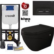 Hangtoilet Set Compleet Wandcloset Bocchi Taormina Mat Zwart incl Toiletbril