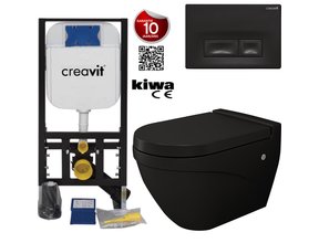 Hangtoilet Set Compleet Wandcloset Bocchi Taormina Mat Zwart incl Toiletbril