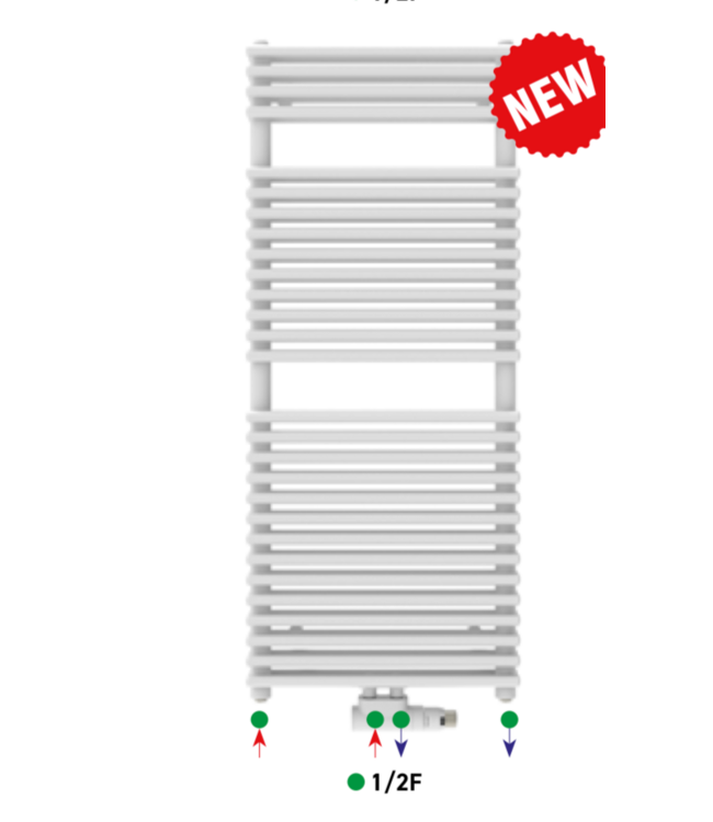 Handdoekradiator 179x60cm 1402 WATT Wit Stelrad Gilia Double Handdoekradiator Middenaansluiting - Links/rechts aansluting