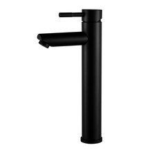 Wastafelkraan Mat Zwart Eva Opbouw Hoog Rond RVS 1 Greeps 30cm