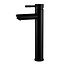 Wastafelkraan Mat Zwart Eva Opbouw Hoog Rond RVS 1 Greeps 30cm